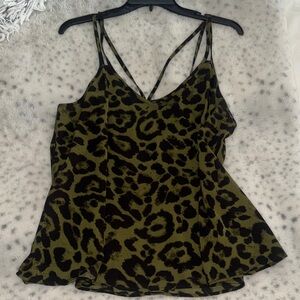 SHEIN Olive & Black Leopard Print Strappy Cami